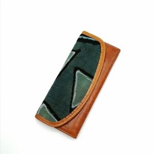 "Djenne" Blue Abstract Print Leather Wallet